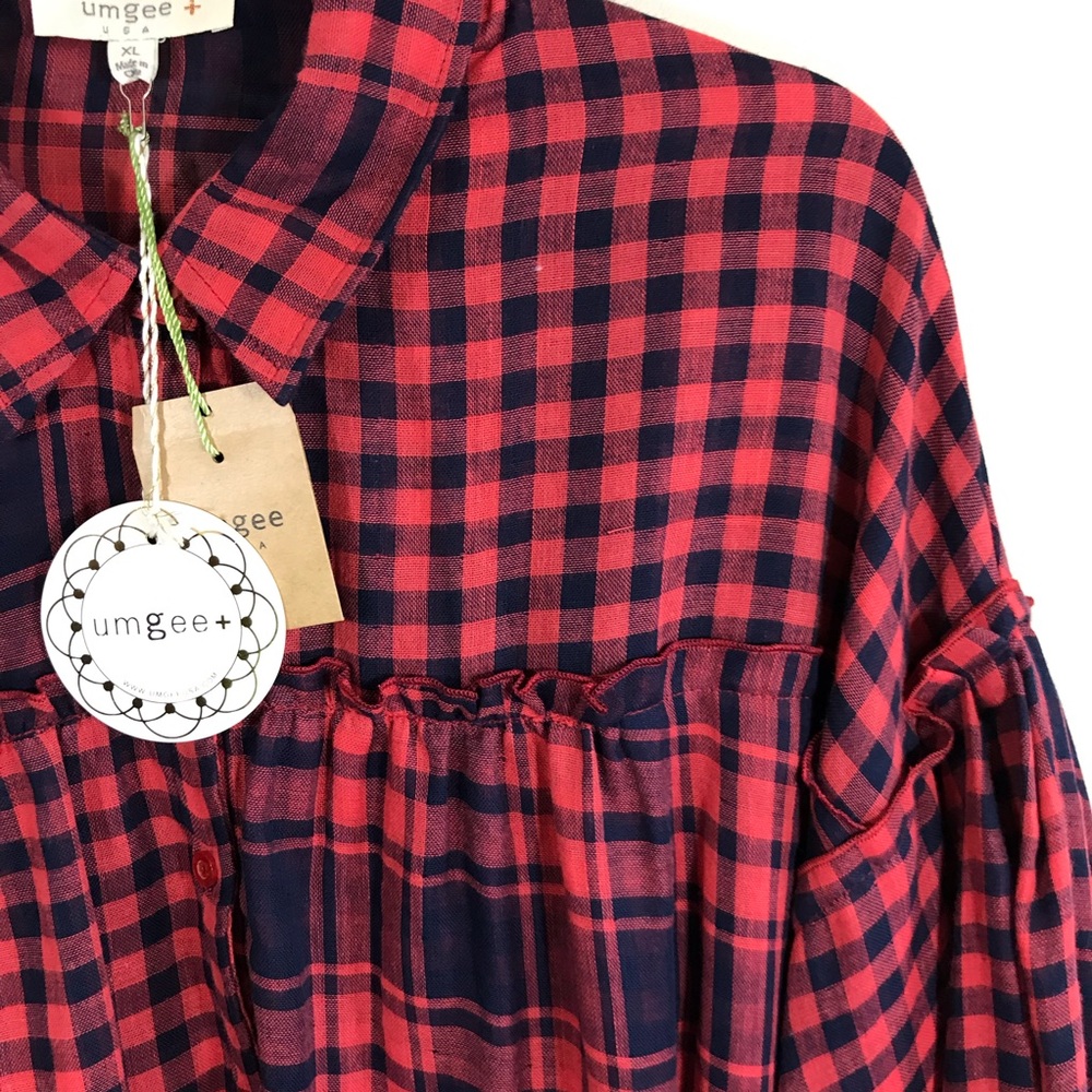 Plaid & Check Print Long Sleeve Button Up Shirt XL - Picture 2 of 8